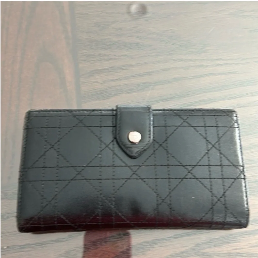 Christian Dior Vintage Black Quilted Continental Wallet